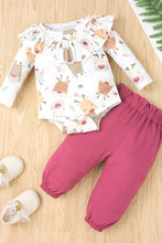 Load image into Gallery viewer, Baby Girl Reindeer Bodysuit and Paperbag Joggers Set