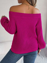 Load image into Gallery viewer, Openwork Off-Shoulder Long Sleeve Sweater