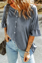 Load image into Gallery viewer, Button Front Flounce Sleeve Tee