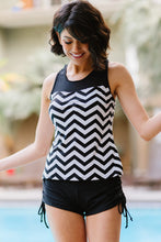 Load image into Gallery viewer, Full Size Chevron Print Ruched Tankini Set