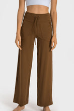 Load image into Gallery viewer, Drawstring Waist Wide Leg Sports Pants with Pockets