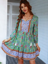 Load image into Gallery viewer, Bohemian Tassel Tie Tiered Dress