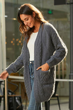 Load image into Gallery viewer, Mixed Knit Open Front Longline Cardigan