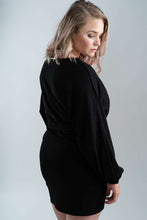 Load image into Gallery viewer, Puff Sleeve Wrap Belted Mini Dress