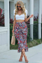 Load image into Gallery viewer, Floral High Waist Ruched Skirt