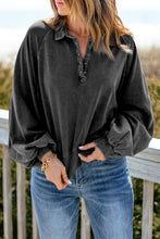 Load image into Gallery viewer, Quarter-Snap Collared Lantern Sleeve Sweatshirt