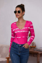 Load image into Gallery viewer, Tie-Dye Plunge Long Sleeve Top