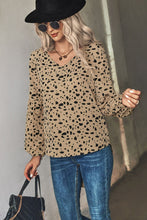 Load image into Gallery viewer, Animal Print V-Neck High-Low Blouse