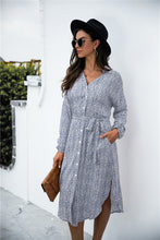 Load image into Gallery viewer, Ditsy Leopard Button Though Belt Dress