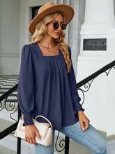 Load image into Gallery viewer, Ruched Square Neck Lantern Sleeve Blouse