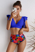 Load image into Gallery viewer, Floral Ruffled High Waist Bikini Set