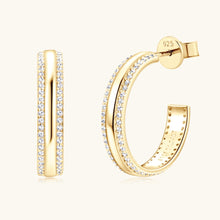 Load image into Gallery viewer, 925 Sterling Silver Inlaid Moissanite C-Hoop Earrings