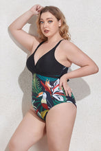 Load image into Gallery viewer, Plus Size Two-Tone Tie Back One-Piece Swimsuit