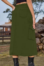 Load image into Gallery viewer, Slit Front Midi Denim Skirt with Pockets