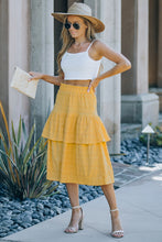 Load image into Gallery viewer, Textured Elastic Waist Layered Midi Skirt
