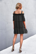 Load image into Gallery viewer, Cold-Shoulder Frill Trim Tiered Dress