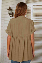 Load image into Gallery viewer, Notched Neck Slit Cuffed Blouse