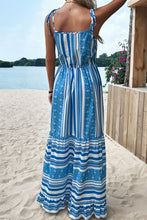 Load image into Gallery viewer, Mixed Print Tie-Shoulder Maxi Dress