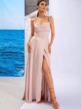 Load image into Gallery viewer, Tie-Shoulder Split Zip-Back Dress