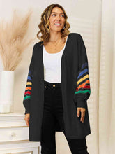 Load image into Gallery viewer, Striped Open Front Dropped Shoulder Cardigan