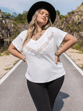 Load image into Gallery viewer, Plus Size Lace Detail V-Neck Short Sleeve Blouse