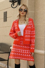 Load image into Gallery viewer, Geometric Button Front Cardigan and Skirt Set