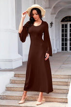 Load image into Gallery viewer, Tie Back Ribbed Round Neck Long Sleeve Dress