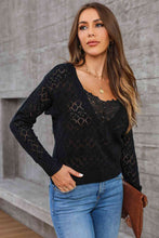 Load image into Gallery viewer, Lace Detail Openwork Knit Top