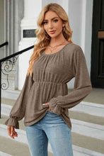 Load image into Gallery viewer, Round Neck Flounce Sleeve Blouse