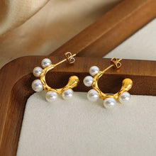 Load image into Gallery viewer, Synthetic Pearl 18K Gold-Plated Earrings