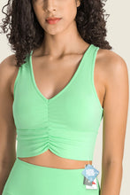 Load image into Gallery viewer, Gathered Detail Halter Neck Sports Bra