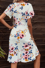 Load image into Gallery viewer, Tie Waist Petal Sleeve Ruffle Hem Dress