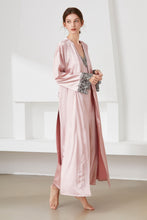 Load image into Gallery viewer, Contrast Lace Trim Satin Night Dress and Robe Set