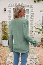 Load image into Gallery viewer, Eyelet Lace Trim Flounce Sleeve Blouse