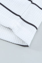 Load image into Gallery viewer, Striped Waffle Knit Henley Long Sleeve Top