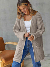 Load image into Gallery viewer, Open Front Long Sleeve Cardigan with Pockets