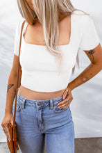 Load image into Gallery viewer, Lace-Up Square Neck Crop Top