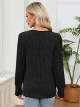 Load image into Gallery viewer, Lace Detail V-Neck Ribbed Blouse