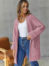 Load image into Gallery viewer, Open Front Long Sleeve Cardigan with Pockets