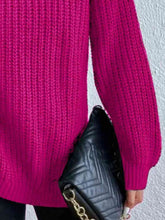 Load image into Gallery viewer, Full Size Turtleneck Rib-Knit Slit Sweater