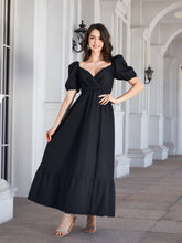 Load image into Gallery viewer, Surplice Neck Ruffle Hem Balloon Sleeve Maxi Dress