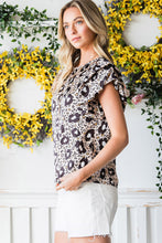 Load image into Gallery viewer, Animal Print Puff Sleeve Round Neck Blouse