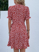 Load image into Gallery viewer, Floral Surplice Ruffle Hem Mini Dress