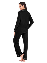 Load image into Gallery viewer, Collared Neck Long Sleeve Loungewear Set with Pockets