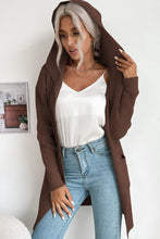 Load image into Gallery viewer, Ribbed Open Front Hooded Cardigan with Pockets