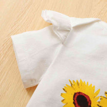 Load image into Gallery viewer, Graphic Bodysuit and Sunflower Overall Skirt Set