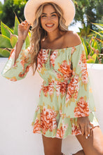 Load image into Gallery viewer, Floral Off-Shoulder Flare Sleeve Romper