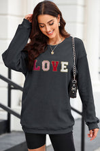Load image into Gallery viewer, LOVE Round Neck Dropped Shoulder Sweatshirt