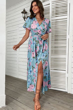 Load image into Gallery viewer, Floral Tie-Waist Slit Surplice Maxi Dress