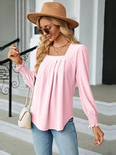Load image into Gallery viewer, Ruched Square Neck Lantern Sleeve Blouse